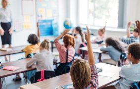 kids during lesson in classroom, diversity, back to school