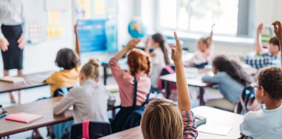 kids during lesson in classroom, diversity, back to school